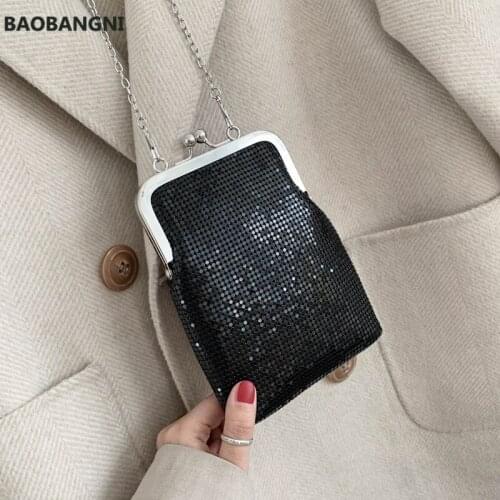 Metallic Design Shining Fashion Ladis Clutch Bag Purses And Handbags Shoulder Chain Bag Crossbody Mini Bag Female Evening Bag