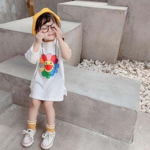 Fashion Children Clothing Korea Style Girl Dress Cartoon Floral Long sleeve T-Shirt Spring Autumn New Baby Girl Clothes Tops