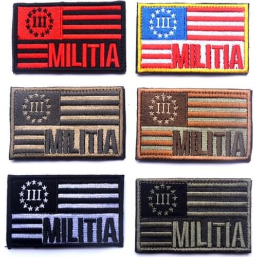 3D High Quality 100% Embroidered Patches American Flag Patch+MILITIA Patch Fabric US Army Badge Cloth Armband Military Badges