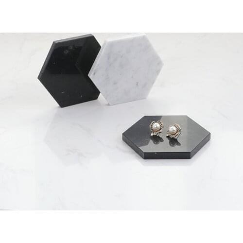 Nordic Style Natural Marble Coaster Household Hexagon Table Mat Bowl Mat Heat Insulation Antiskid Mat Coffee Coaster Table Mat