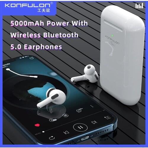 Newest Power Bank +TWS Earbuds 2 In1 V5.0 Bluetooth Earphones 5000 MAh Slim Powerbank With Wireless Headphones