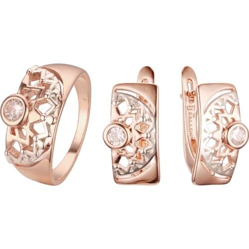 New Women Ring Jewelry Set White Stone Rose Gold Silver Color Plating Jewelry Accessories Gift
