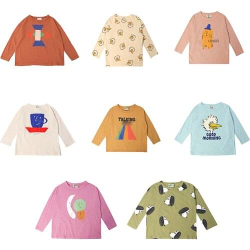 New Arrival Childrens T-shirt Long-sleeved Base Blouse Autumn and Winter Boys Girls Clothes Cartoon Print Clothing for Kids