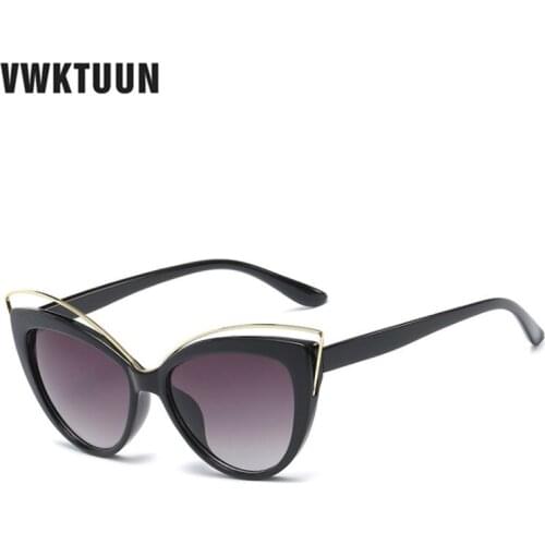 VWKTUUN Wunglasses Women 2020 Vintage Cat Eye Shades Hollow Out Frame Womens Glasses Oversized Sunglasses Woman Brand Designer