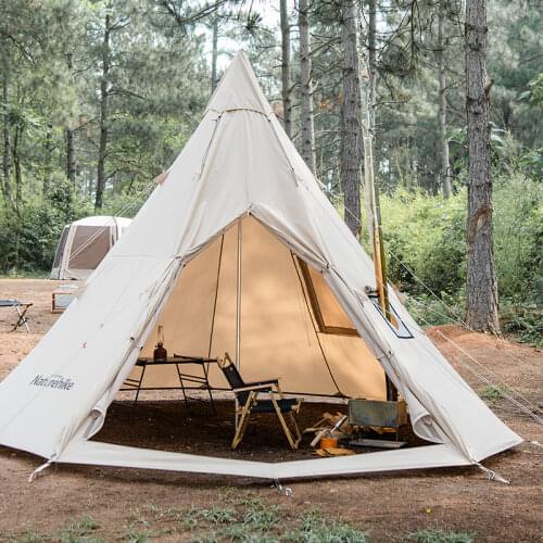 Naturehike Profound 9.6 Large Cotton Pyramid Tent 2-4 People Outdoor Camping Barbecue Tent With Breathable Chimney Mouth