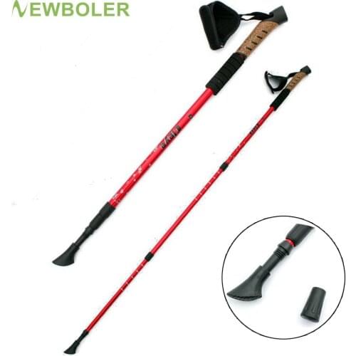 1/ 2Pcs Nordic Walking Sticks Telescopic Baton Trekking Hiking Poles Ultra Walking Canes With Rubber Tips Adjustable Bands