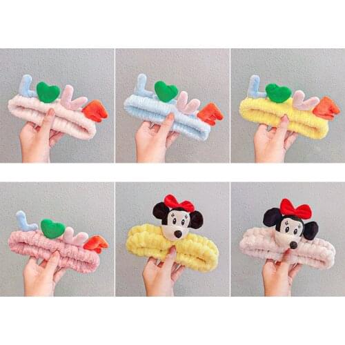 High Quality Lovely Handmade Cartoon Character Elastic Hairband LOVE Letter Heart Shape Warm Soft Wash Headband Hair Accessories