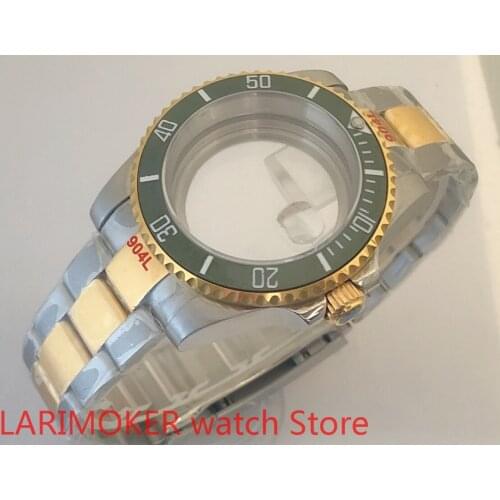 Transparent back 40mm sapphire glass case with 904L stainless steel bracelet with ETA NH36 MH35 case Drak green bezel