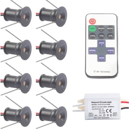 Dimming Remote 1W LED Mini Spot Bulb Light Hidden Ceiling Lamp for Sauna Garden Bathroom + IP67 Driver Adapter Lighting