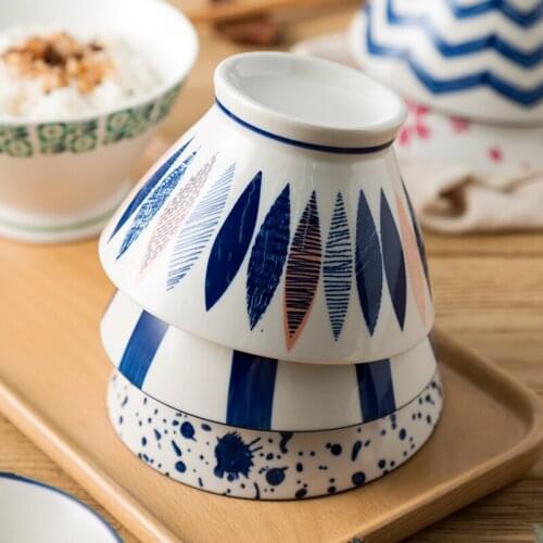 340ml Salad Bowl Flower Print Rice Bowl Tableware Dinner Tools Noodle Fruit Bowl