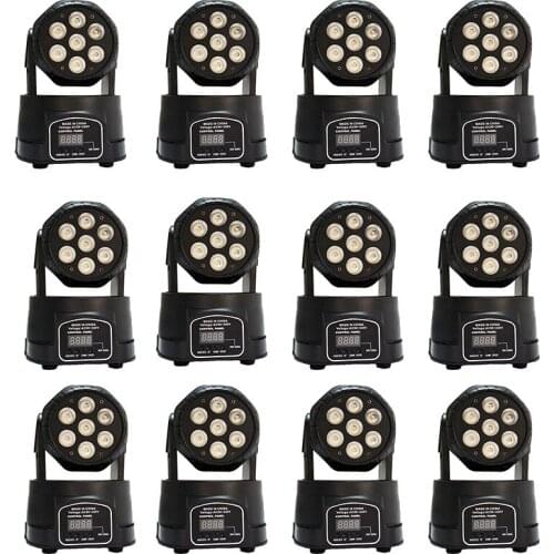 12pcs/lot led RGBW mini Moving Head 7X12W stage Light Dj Disco DMX for Party Club Pub Bar moving Wash lights Stage Lighting