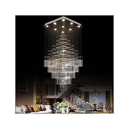 LED Crystal Ceiling Lights Square Ceiling Lights Lighting Lamps Fixtures AC 100 to 220V Clear K9 Crystal Free shipping