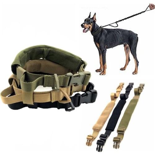 Tactical Dog Collar Nylon Adjustable Military Dog Collars with Control Handle Training Pet Cat Dog Collar For K9 K9 German Dogs