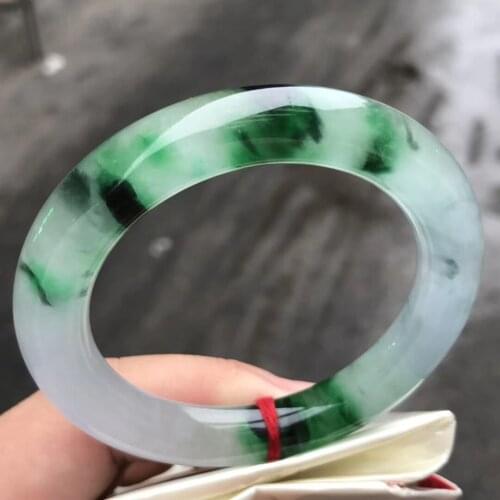 Only One !55.5MMCertified (Grade A)100% Natural Green Jadeite JADE Bracelet Women Bangle