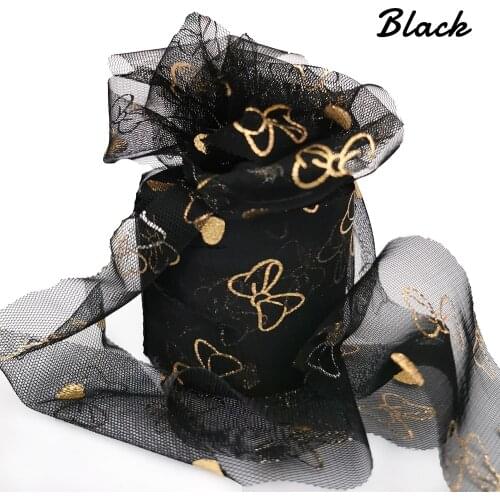 6cm 25y Butterfly Tulle Roll Golden Bow Printed Mesh Baby Shower Skirt Organza Gauze Tutu Pompons Squine Wedding Birthday Decor