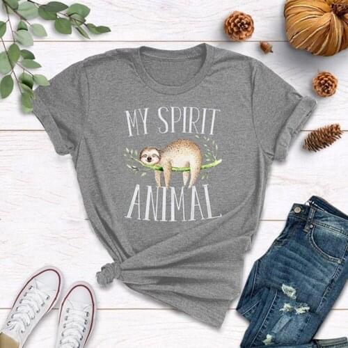 MY SPIRIT ANIMAL Funny Cute T Shirt Women Short Sleeve Tops Women O-neck Loose Tee Shirt Femme Black Lives Matter Shirt Tops