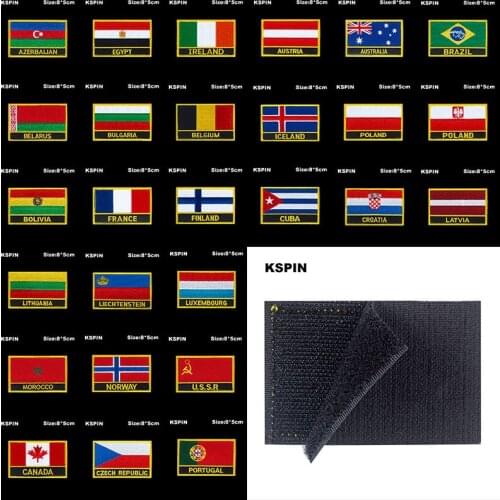 National Flag Patch Hook Loop Egypt Ireland Australia Brazil Belarus Badges Armband 3D Stick on Jacket Backpack Stickers