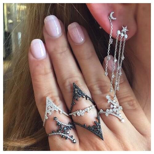 2021 NEW ARRIVED top quality AAA+ CUBIC ZIRCONIA cz V chevron shape ladies fashion elegant full finger stack jewelry ring