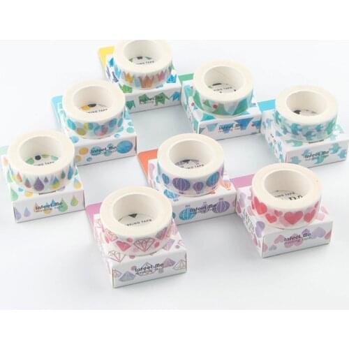 1PCS Cute New 15mmx7m Watercolor Series Washi Decorative Adhesive Tape DIY Masking Paper Tape Sticker Office Supplies