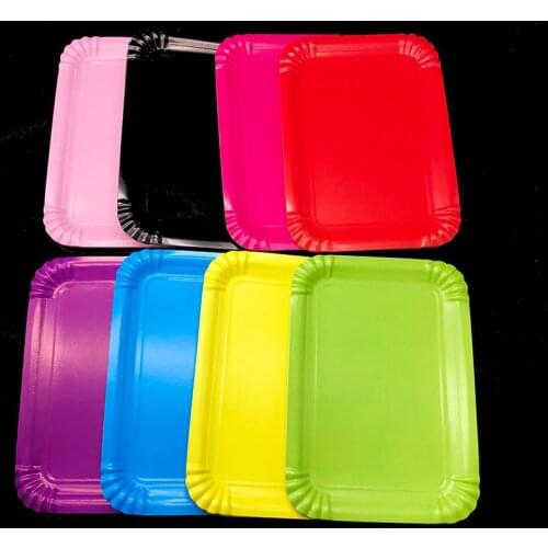 10pcs/lot rectangle paper plates solid color disposable plates plain color party decorations pure color paper plates