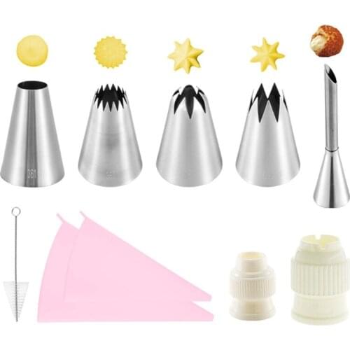 10 Pcs/Set Piping Bag Converter Icing Nozzles Tips Pastry Cupcake Cream Cake Decorating Supplies Kit Baking Tools A