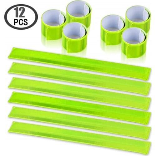 12PCS Reflective Bands High Visibility Reflector Bands Night Safety Reflective Slap Bracelet for Running Cycling Walking