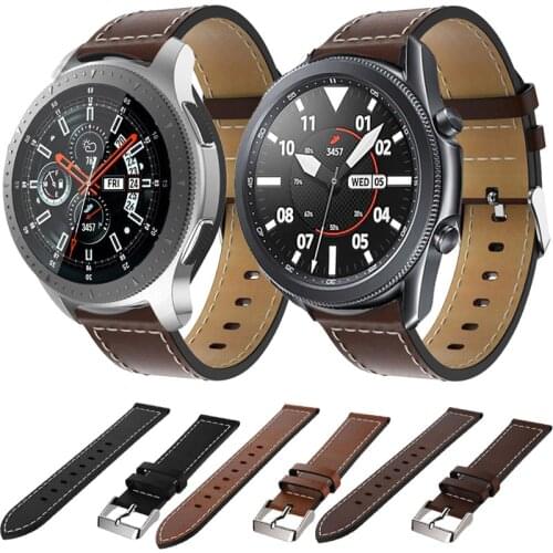 20MM/22MM Watch bands for Samsung galaxy watch 3 41mm 45mm Leather Strap for Gear S3 Frontier 42/46mm Smartwatch Bracelet Correa