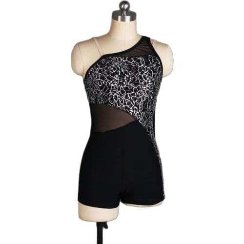 Black Sequin And Spandex Boy-short Unitard Lyrical & Contemporary Dance Costume Performance Dance Wear Jazz Costumes