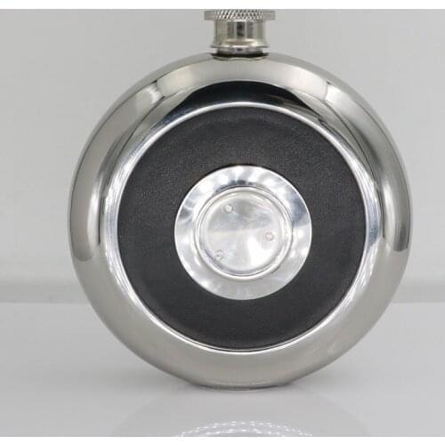60 Sets/lot Round Stainless Steel Pocket Flask With Build-in Cup 5oz Hip Flask Mirror Polished Bottles+ Free Funnel lin5046