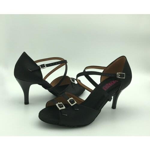 7.5cm heel Sexy Elegant Latin Dance Shoes For women Salsa shoes pratice shoes comfortable shoes 6219BL low high heel available