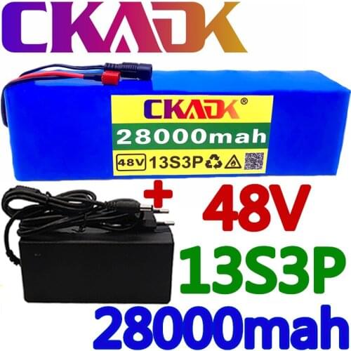 48V 10S4P 28Ah battery pack 1000W high power battery 54.6V 28000mAh Ebike electric bicycle BMS 54.6v battery with T plug+charger
