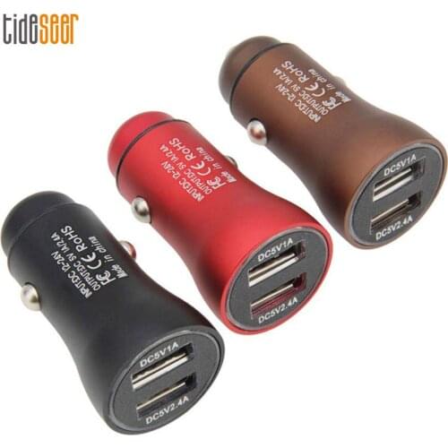 5V 2.4A +1A Car Charger Power Adapter Dual USB 2-Port Mini Car-Charger Cigarette Socket For Mobile Phone Tablet GPS Cars 300pcs