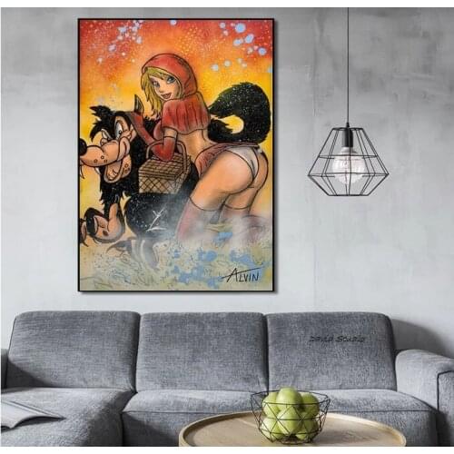 Free Shipping Graffiti Cartoon Painting 100%Hand Painted Oil Painting POP ART Cartoon On Canvas For Kids Room Decoration