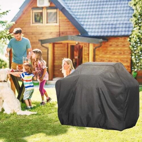 1pcs Summer BBQ Cover Black 210D Oxford Fabric Anti-Dust Protective Outdoor Waterproof Supplies Weather-resistant Rain Home O5S5