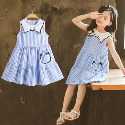 Children elegant dress baby girls princess dress Toddler Kid Baby Sleeveless Cat Striped Princess Clothes