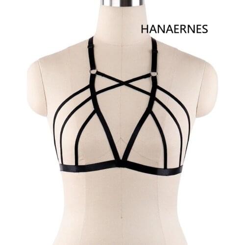 Womens Sexy Goth Lingerie Hollow Cage Body Harness Bra Bandage Crop Top Bralette Bustier Underwear Bondage Goth Underwear