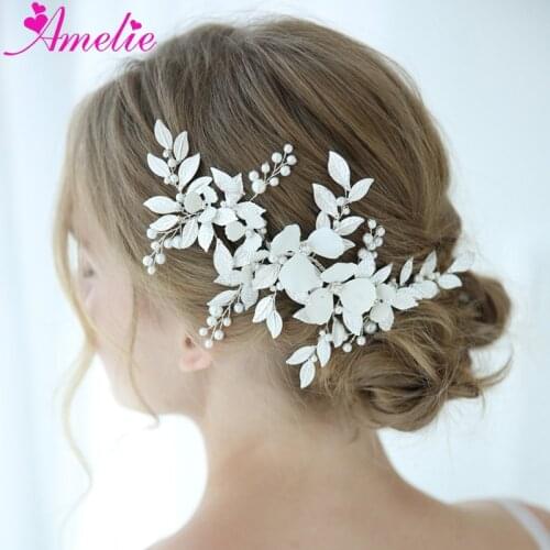 Victorian Headband Enchanted Floral and Leaf Headpiece Hair Side Clip Pearl Wedding Vine For Party Accessories