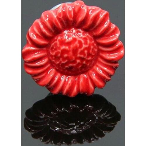 Ceramic Cabinet Knobs Children Room Sun Flower Shape Wardrobe Garden Door Handle Cabinet Handles Furniture Pulls for Kids