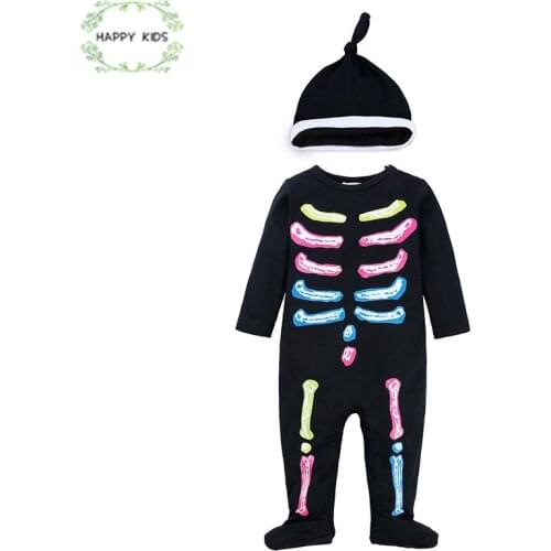 Newborn Infant Baby Girl Boy Clothes Hallowmas Cartoon color Skull Romper Gray Jumpsuit Outfits Set Infant Baby Playsuit DLY515