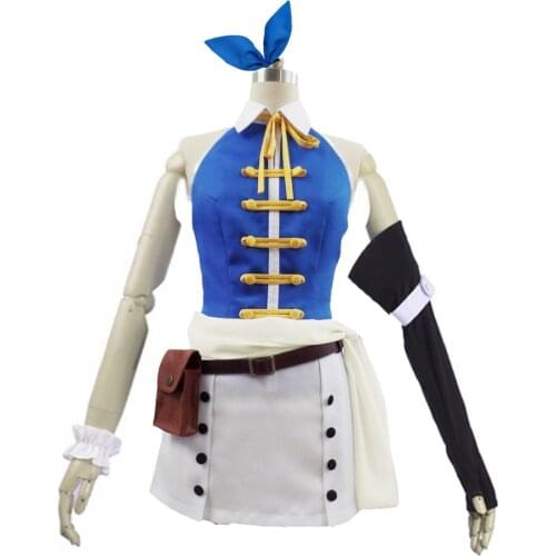 In Stock Anime Fairy Tail Cosplay Lucy Heartfilia Cosplay Costume Sexy Skirt Pigtail Blet Bag carnaval