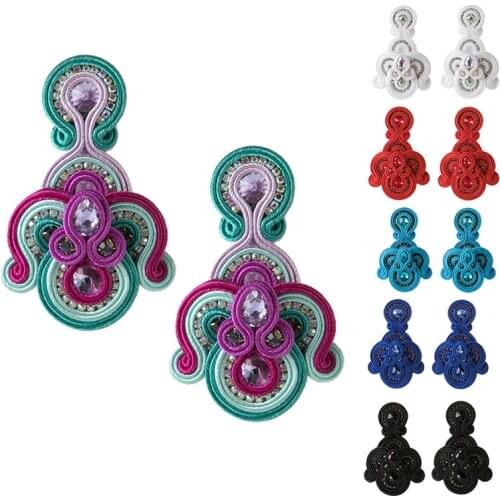 KPacTa Fashion Leather Ladies Earrings Bohemian Long Tassel Jewelry Retro Handmade Big Pendant Earrings Party National Wind Gift