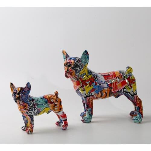 Creative Nordic Painting Graffiti french bulldog Creative Resin Crafts Home Decoration Crafts Gift Office Resin Crafts