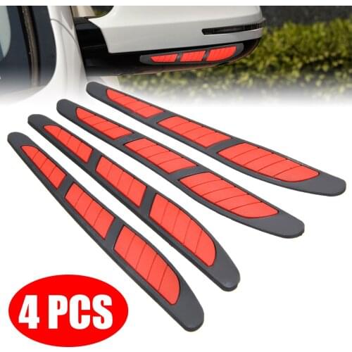 Mayitr 4pcs Red Car Door Edge Guard Strip Scratch Bumper Rearview Mirror Protector Anti-Collision Trim Sticker