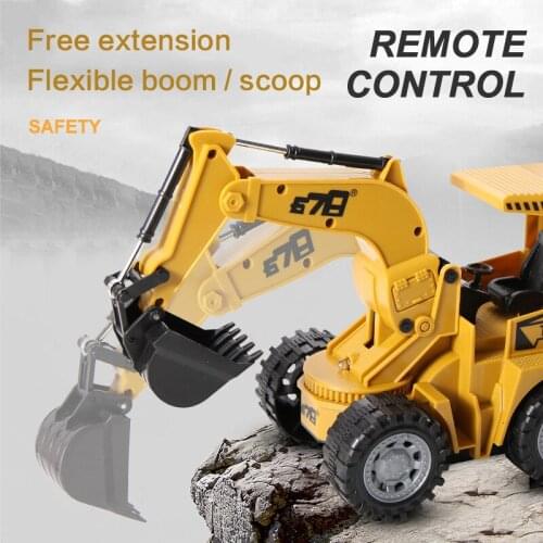 Fashion 8077E RC Truck Remote Control Excavator Electric Construction Toy RC drilling Truck for Children Crane Bulldozer Toys