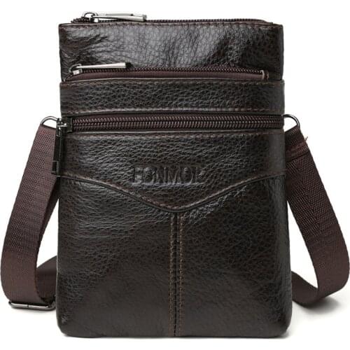 Genuine Leather mens Crossbody bag Vintage cow leather man Messenger Bags Small Shoulder bag for male Casual handbag