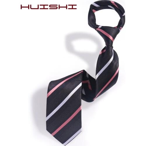 HUISHI Neck Tie For Men Fashion 8cm Stripe Necktie Pink Purple Blue Jacquard Neckties Suit Men Business Wedding Party Formal Tie