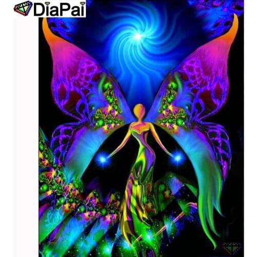 DIAPAI 5D DIY Diamond Painting 100% Full Square/Round Drill "Butterfly fairy" Diamond Embroidery Cross Stitch 3D Decor A21558