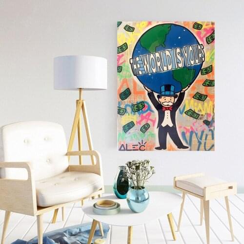 Wall Art Pictures Alec Monopoly Canvas Posters Graffiti Home Decor Modular World Yours Painting Money Printed Framed For Bedroom