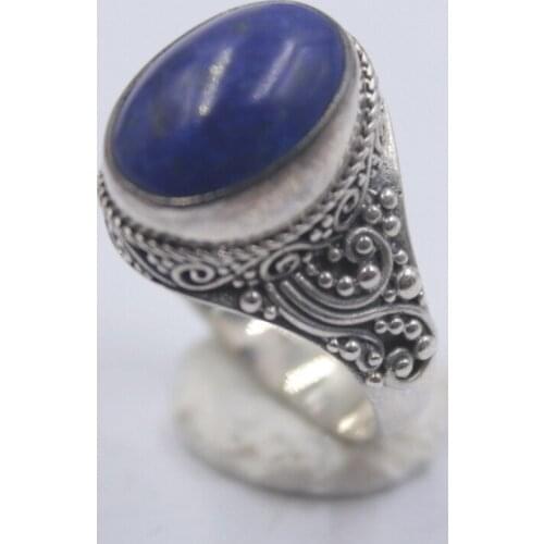 New Pure 925 Sterling Silver Ring The Widest 16mm Wave Lapis Lazuli Ring For Woman