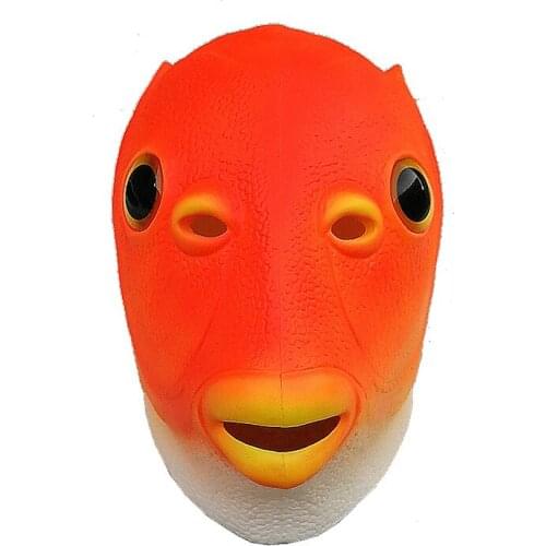 Fish Head Mask Funny Cosplay Costume Headgear Carnival Party Green Fish Head Cover Headgear Creepy Latex Face Decoration